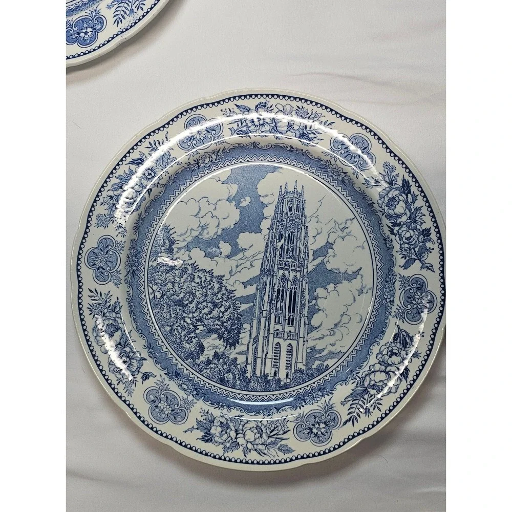 Vintage‎ Wedgwood Yale University Dinner Plates Set of 4 1949 Blue Transferware